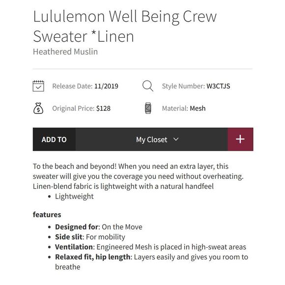 LULULEMON Well Being Linen Blend Open Knit Pullover Sweater Heathered Muslin M - Picture 3 of 9